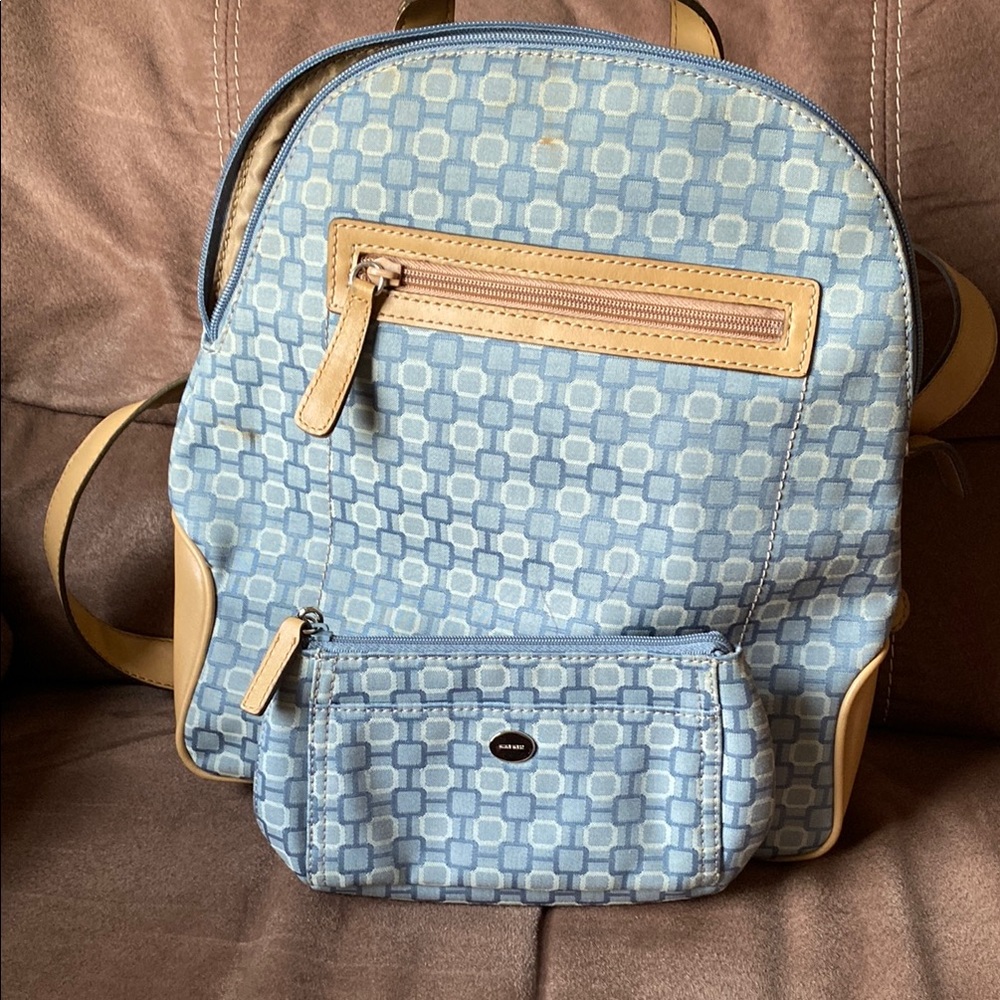 Blue and Beige Geometric Backpack